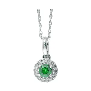 10KT WHITE GOLD DIAMOND (1/12CTW) & EMERALD (1/5 CTW) PENDANT