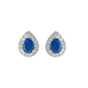 10KT WHITE GOLD DIAMOND (1/8CTW) & SAPPHIRE (3/8 CTW) EARRING