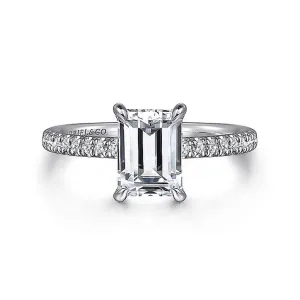 14K White Gold 'Franka' Classic Emerald Cut Diamond Engagement Ring