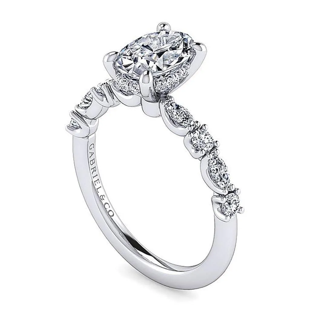 14K White Gold 'Juliet' Classic Oval Diamond Engagement Ring