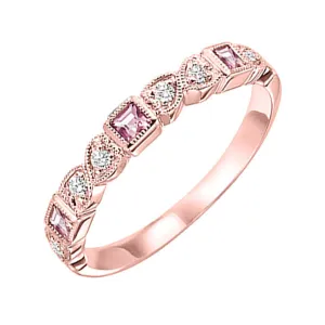 14KT ROSE GOLD DIAMOND (1/12CTW) & PINK TOURMALINE (1/6 CTW) RING