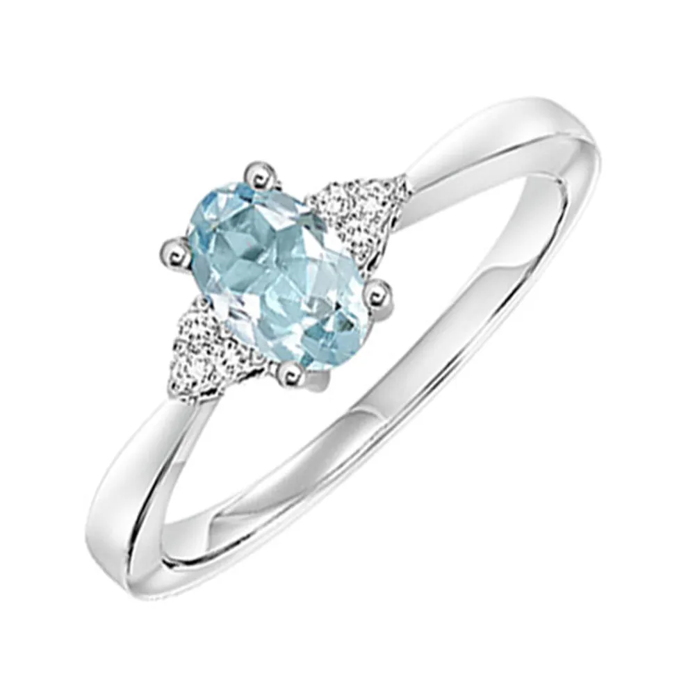 14KT White Gold & Diamond Gemstone Ring