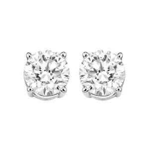 14KT White Gold & Diamond Solitaire Stud Earring - 2     ctw