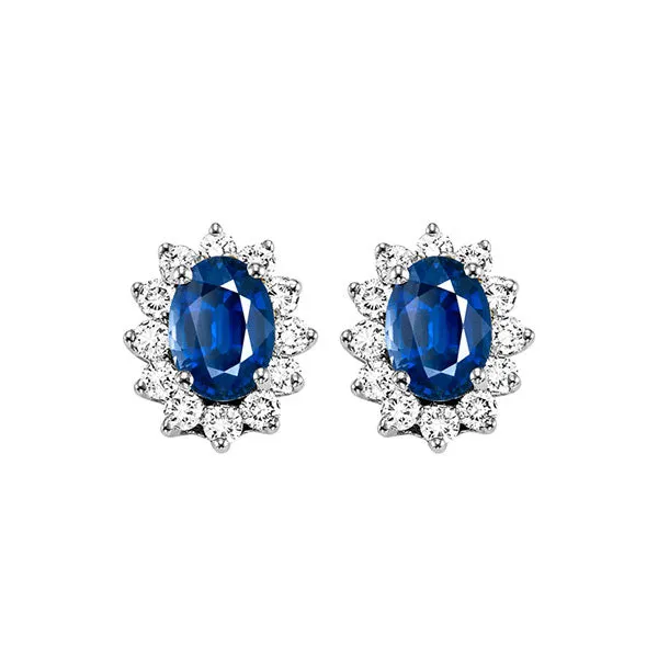 14KT WHITE GOLD DIAMOND (3/8CTW) & SAPPHIRE (1 1/8 CTW) EARRING