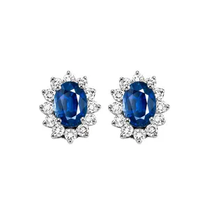 14KT WHITE GOLD DIAMOND (3/8CTW) & SAPPHIRE (1 1/8 CTW) EARRING