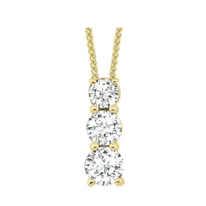 14KT Yellow Gold & Diamond Classic Book 3 Stone Neckwear Pendant  - 1 ctw