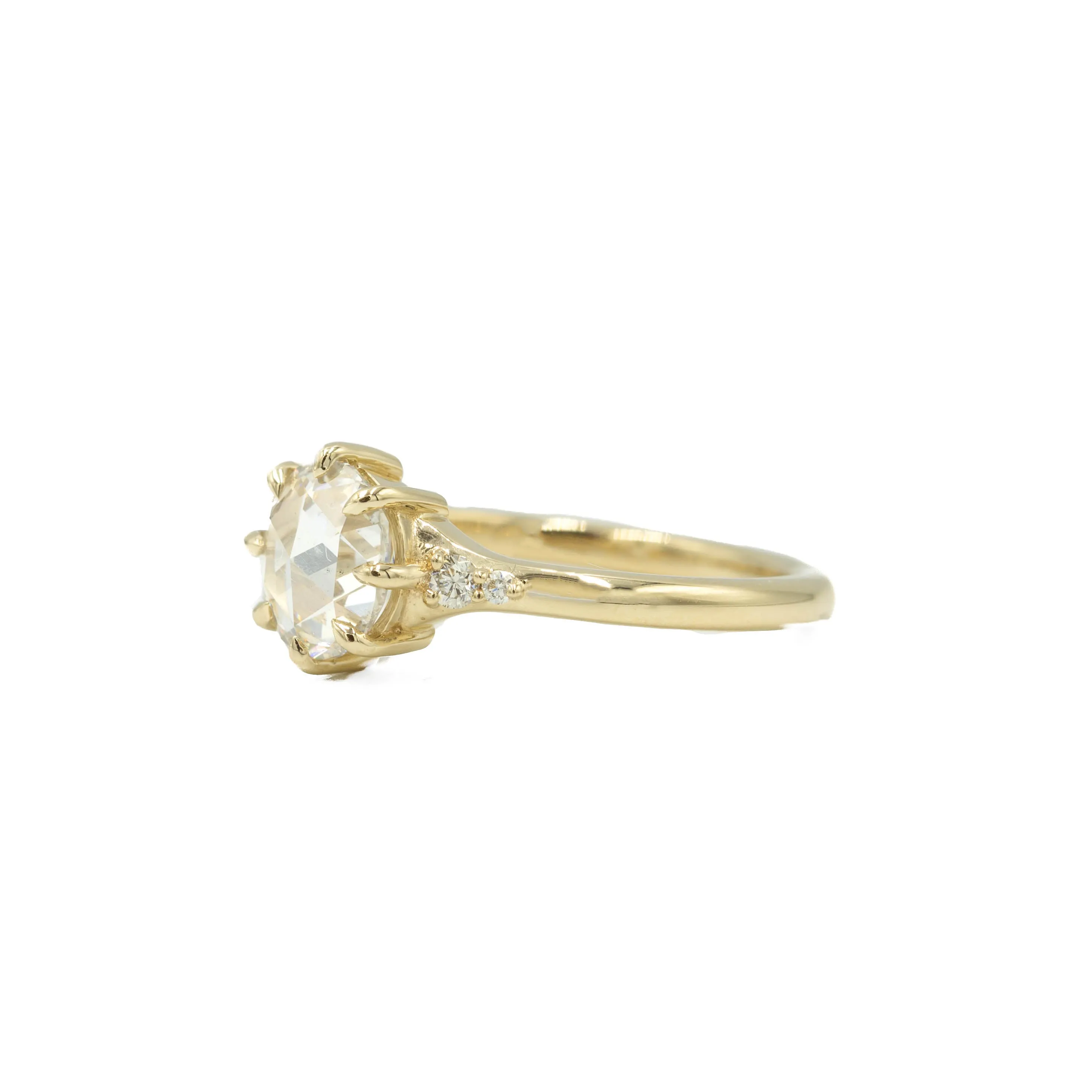 14ky 1.76ct Rose-Cut Lab-Grown Diamond Ring