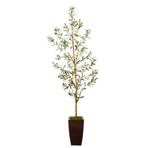 5.5’ Olive Artificial Tree in Bronze Metal Planter