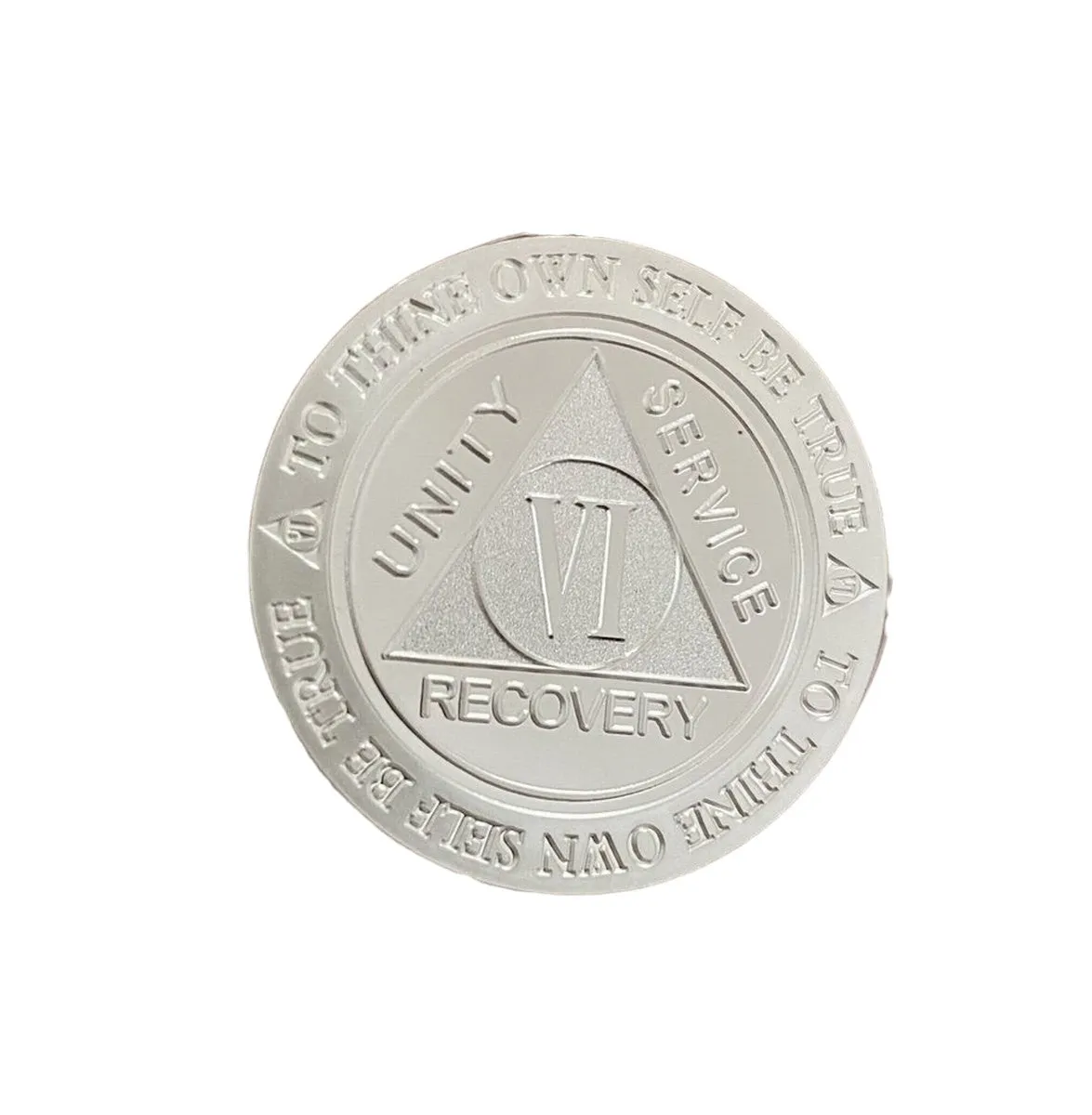 6 Year AA Medallion .999 Fine Silver .5 oz Sobriety Chip Serenity Prayer Back Elegant Design