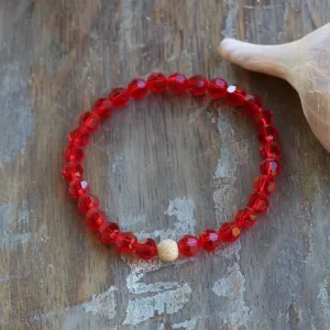 6mm Bright Red Swarovski Crystal Bracelet