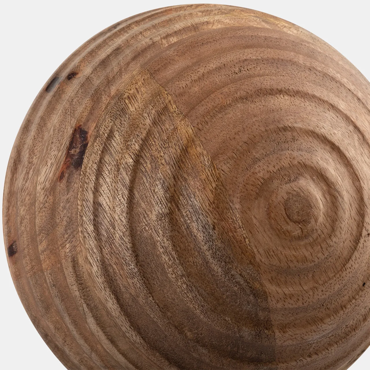 6" Wooden Orb W/ Ridges, Natural