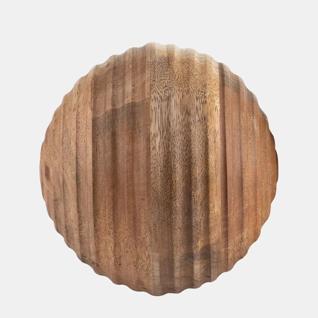 6" Wooden Orb W/ Ridges, Natural