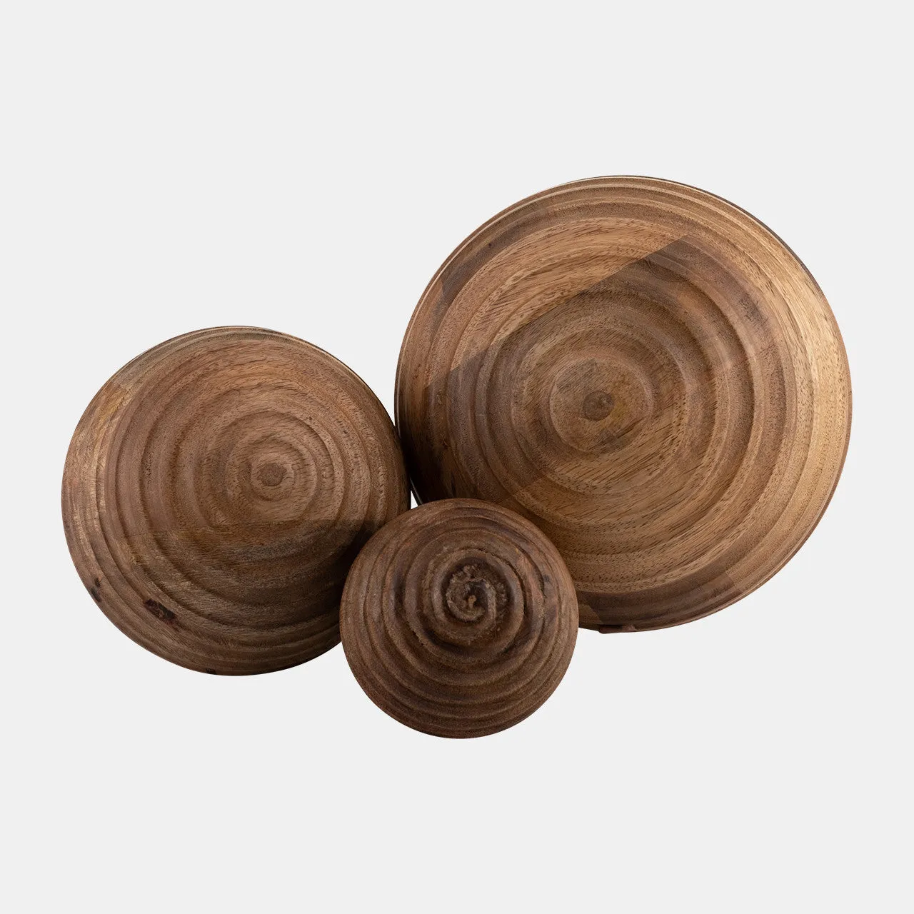 6" Wooden Orb W/ Ridges, Natural