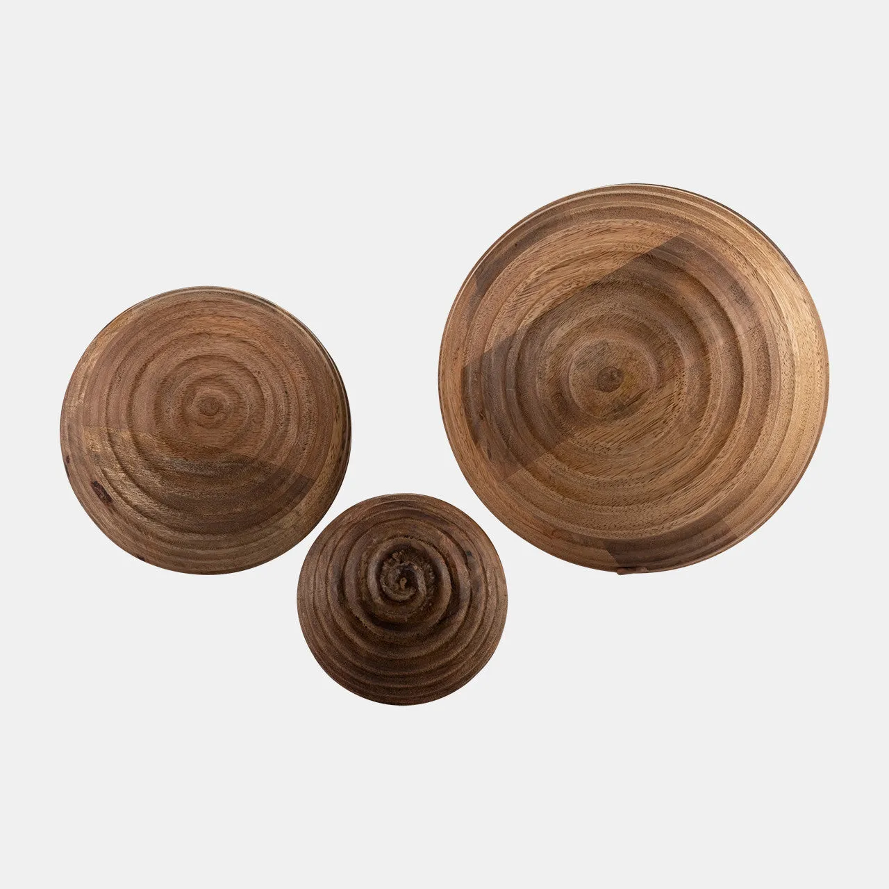 6" Wooden Orb W/ Ridges, Natural