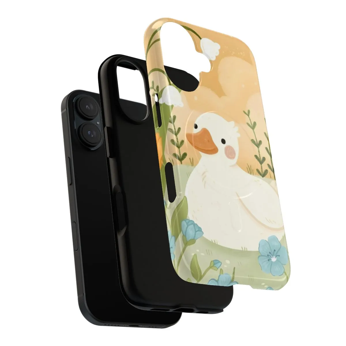 Adorable Duck and Flower Magnetic Tough Phone Case