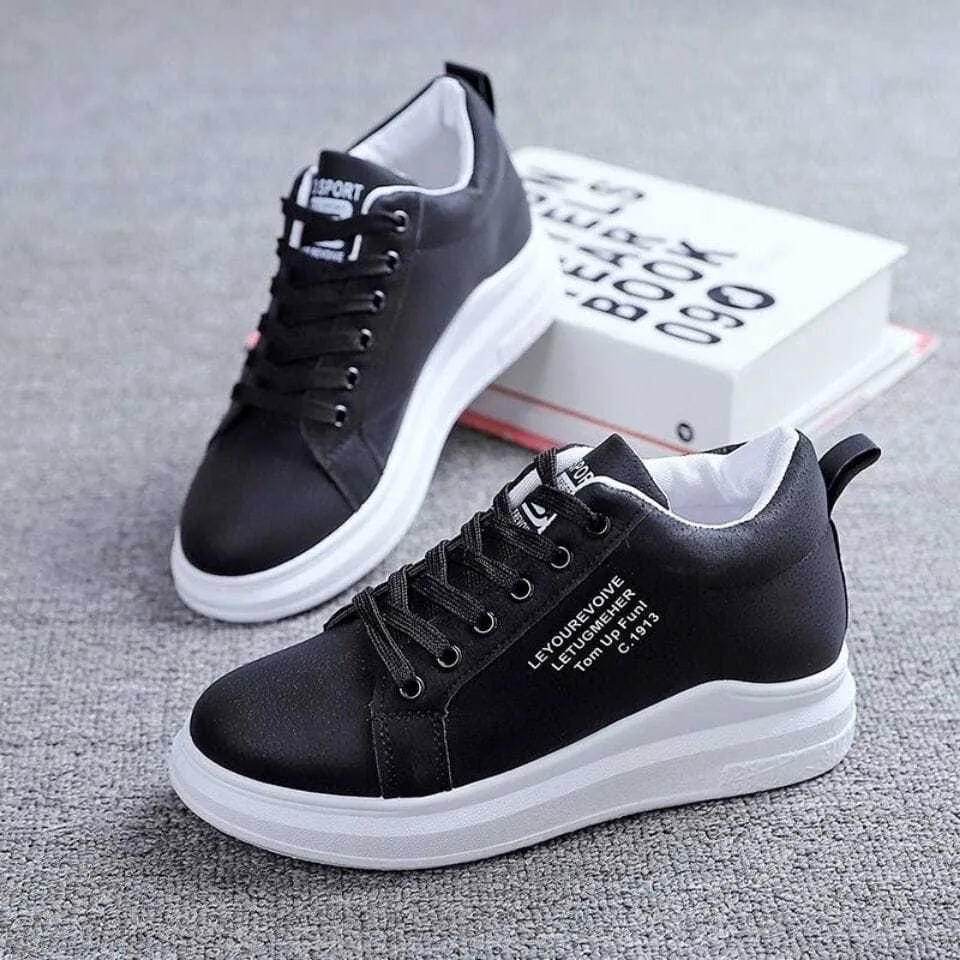 All-match Thick-soled And Velvet Sneakers Thickened Warm Daddy Shoes / black velvet sneakers