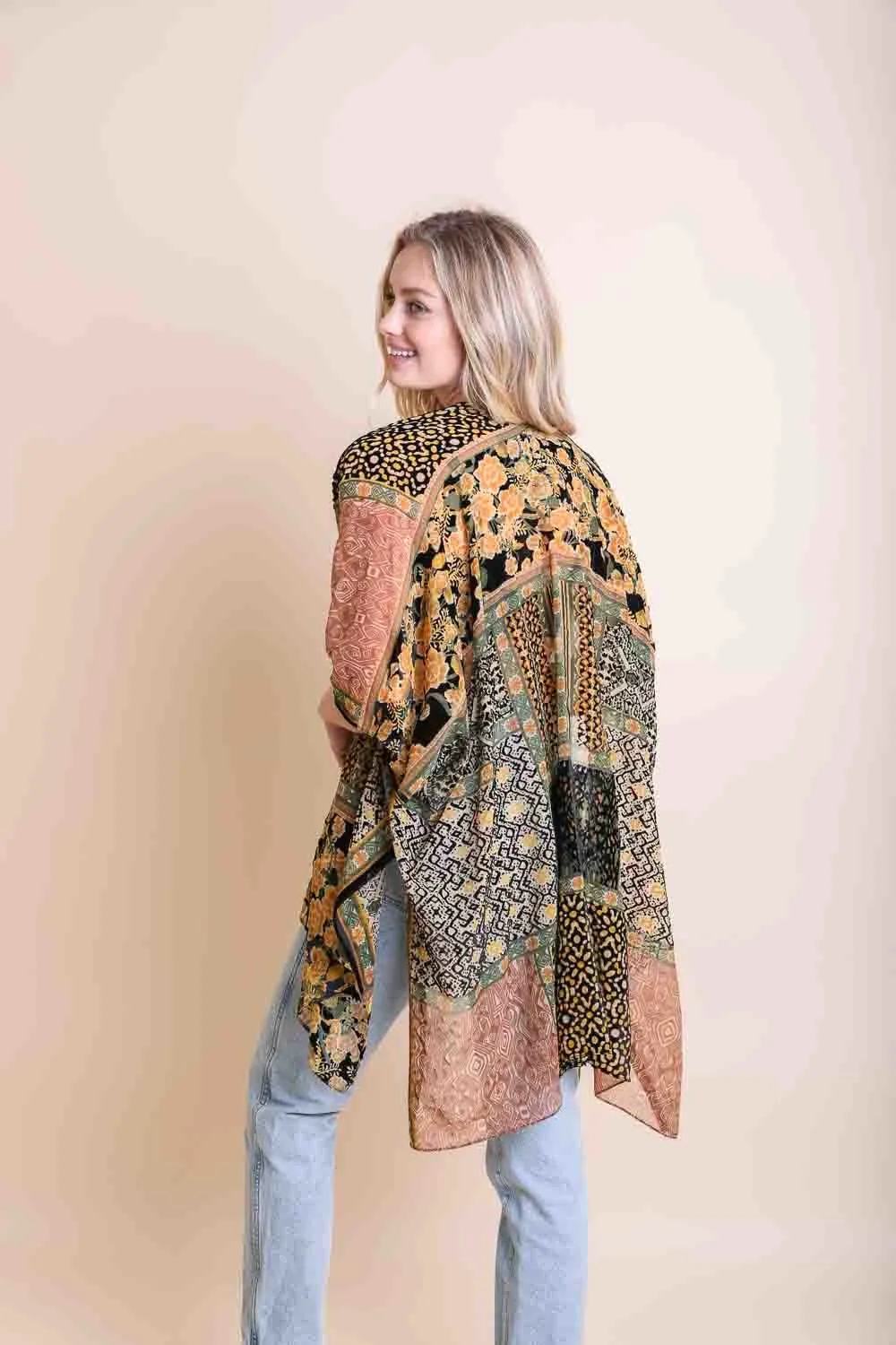 ALLISON PATCHWORK PRINTED KIMONO