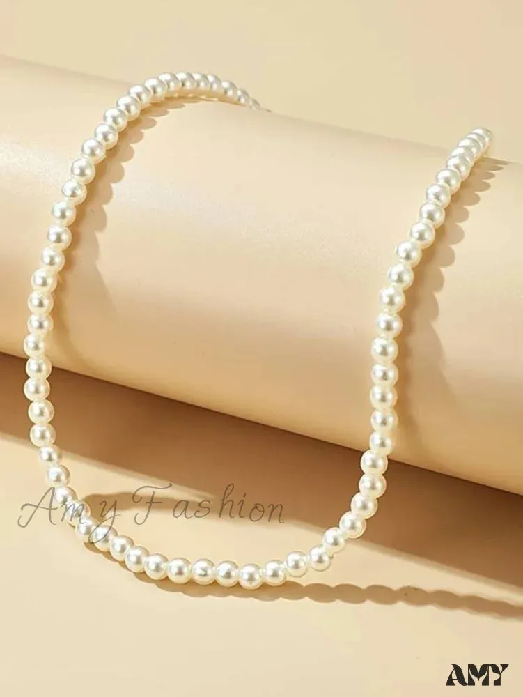 Amy Fashion - 1pc Simple Faux Pearl Necklace