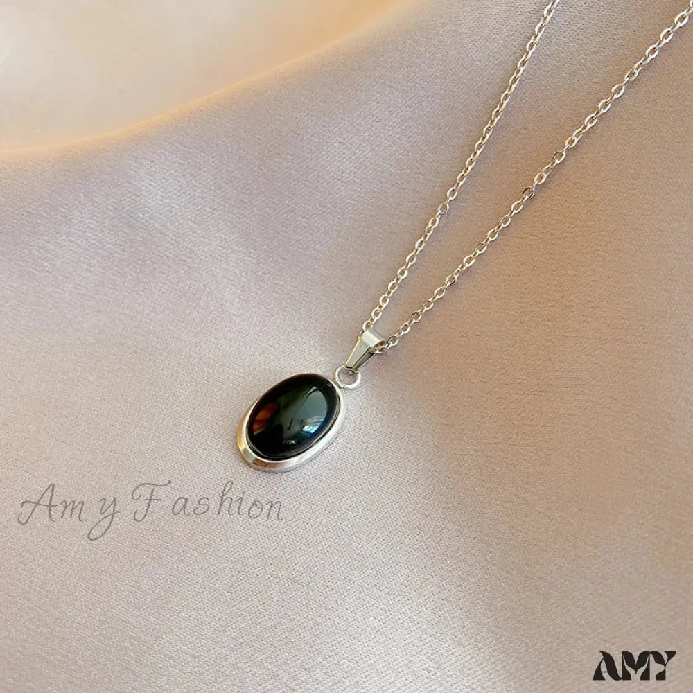 Amy Fashion - Simple Fashion Opal Stone 18K Gold Necklace