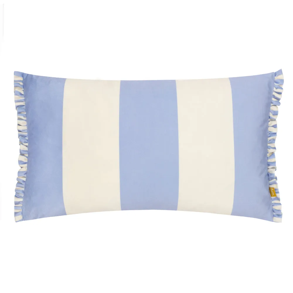 Araya Striped Velvet Cushion Blue