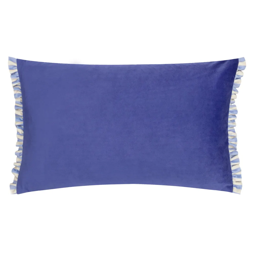 Araya Striped Velvet Cushion Blue