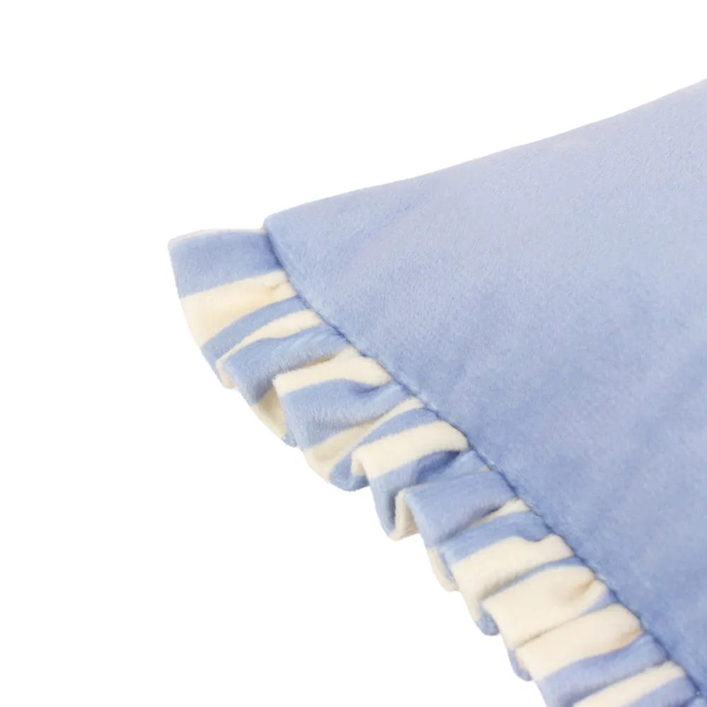 Araya Striped Velvet Cushion Blue