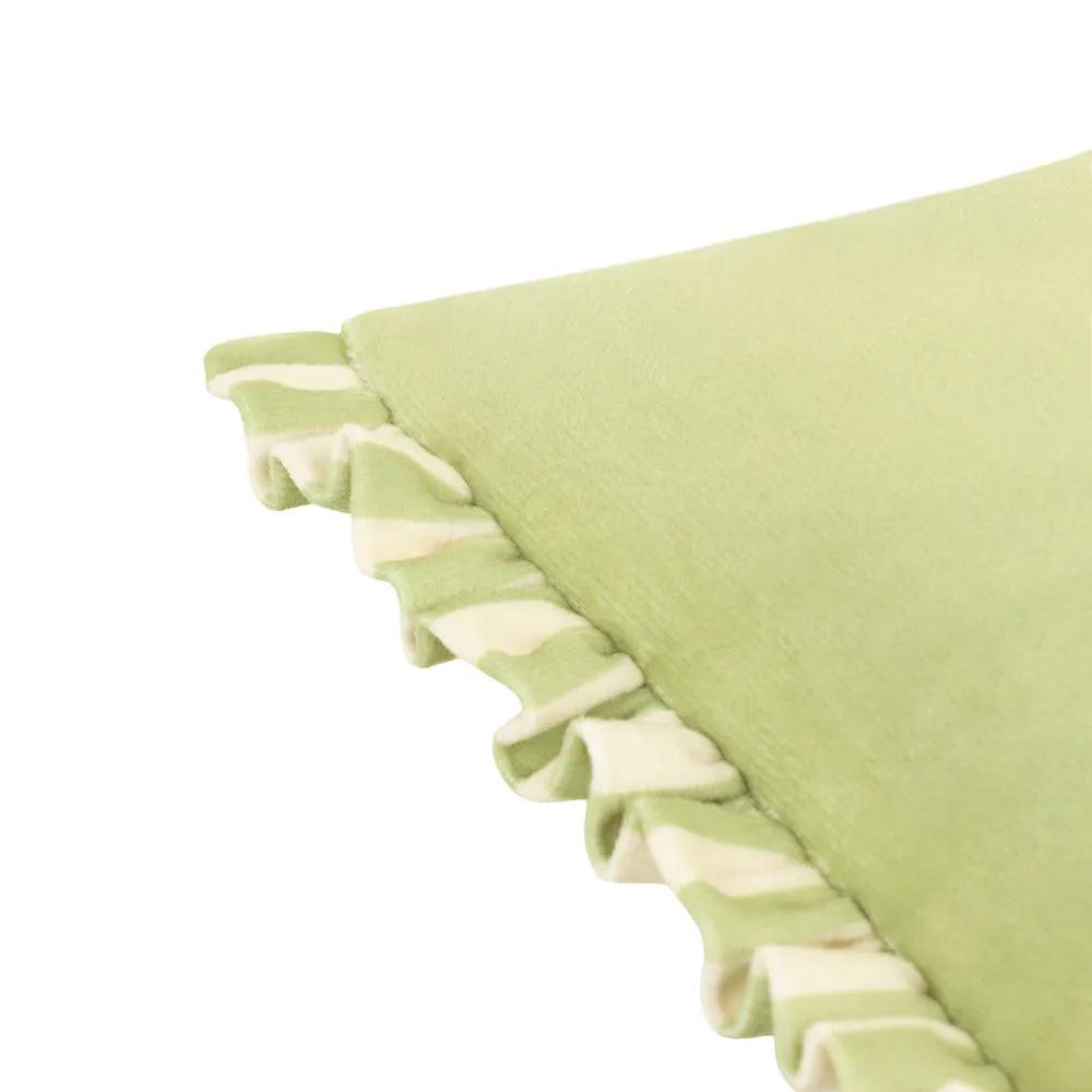 Araya Striped Velvet Cushion Green