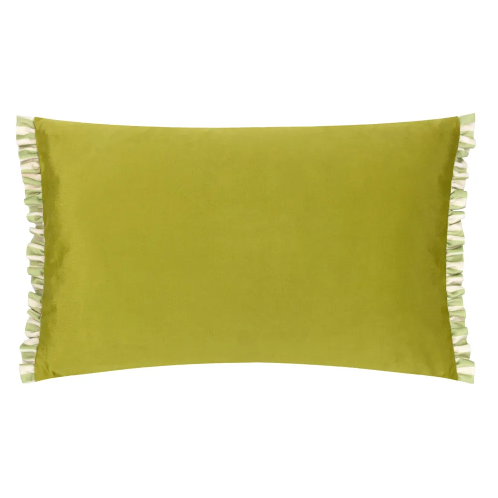 Araya Striped Velvet Cushion Green