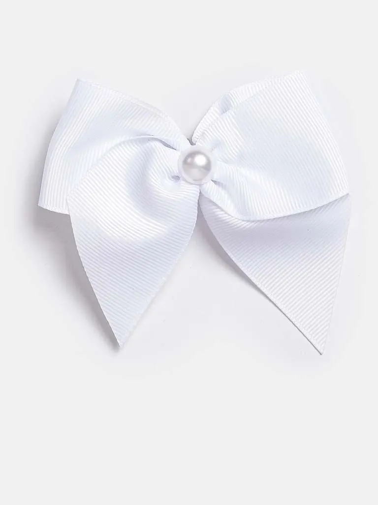 Baby Girl Pearl with Bow Handmade Hairclip-White