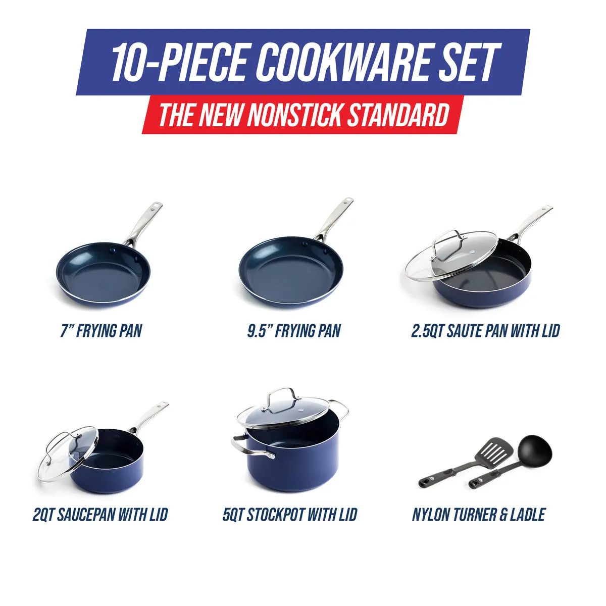 Blue Diamond Classic 10-Piece Cookware Set