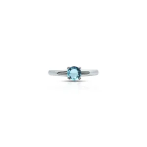 Blue Topaz Round Shaped Sterling Silver Ring