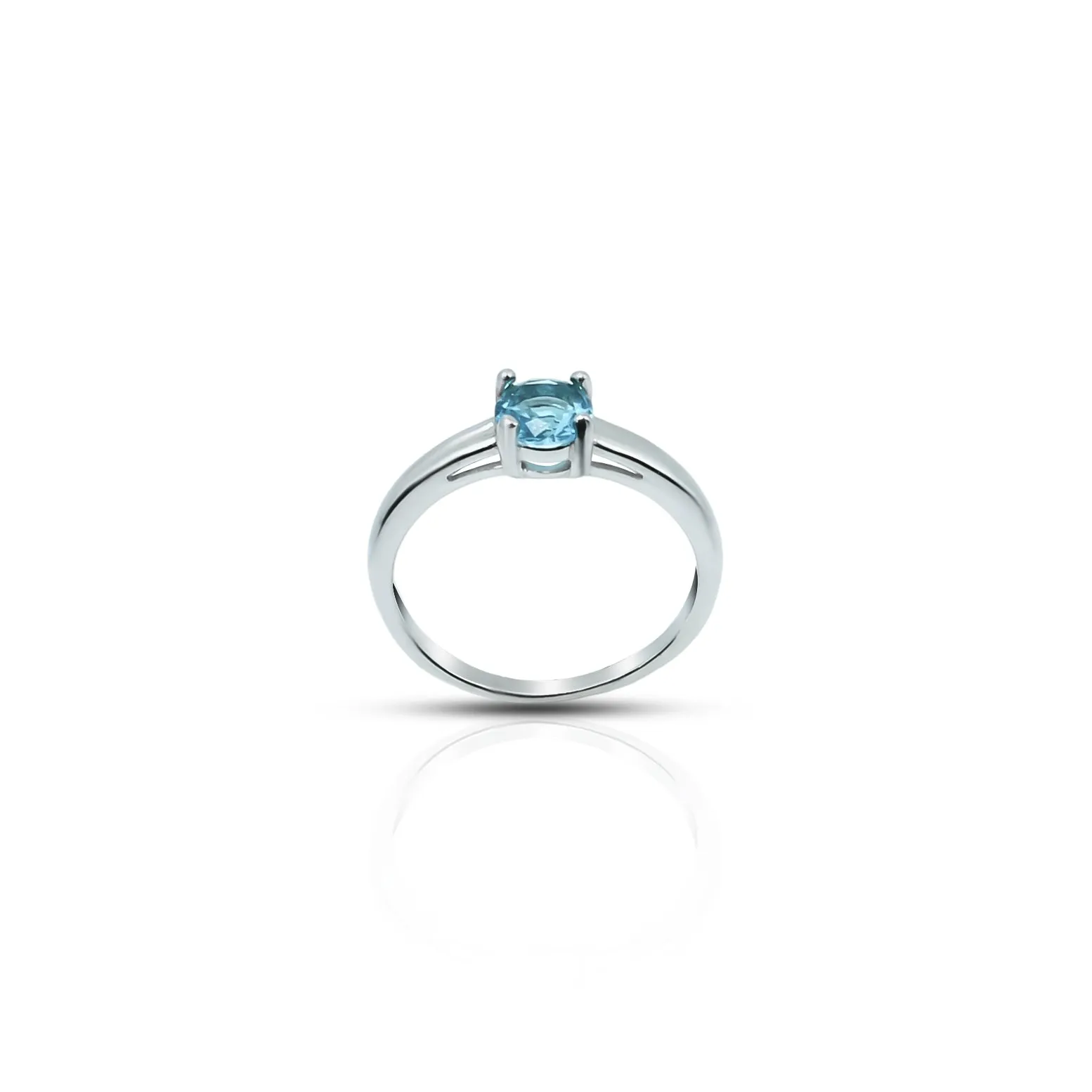 Blue Topaz Round Shaped Sterling Silver Ring