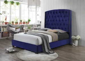 Blue Velvet Luxurious Bed- Queen or King- Model Trisha