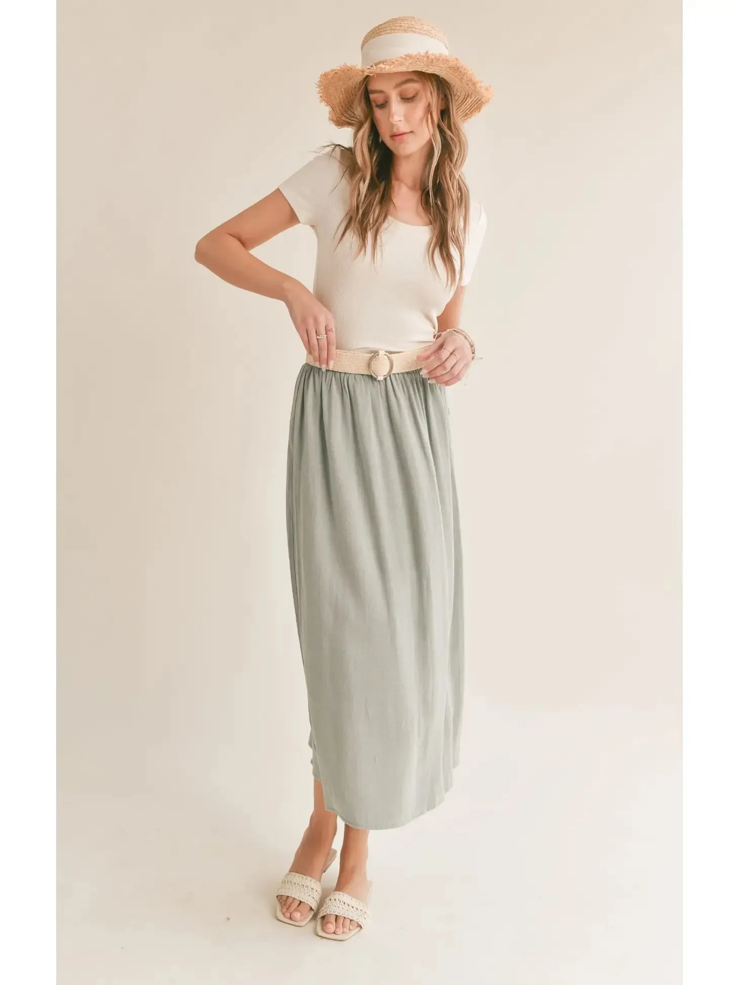 Botanical Midi Skirt  Buttons