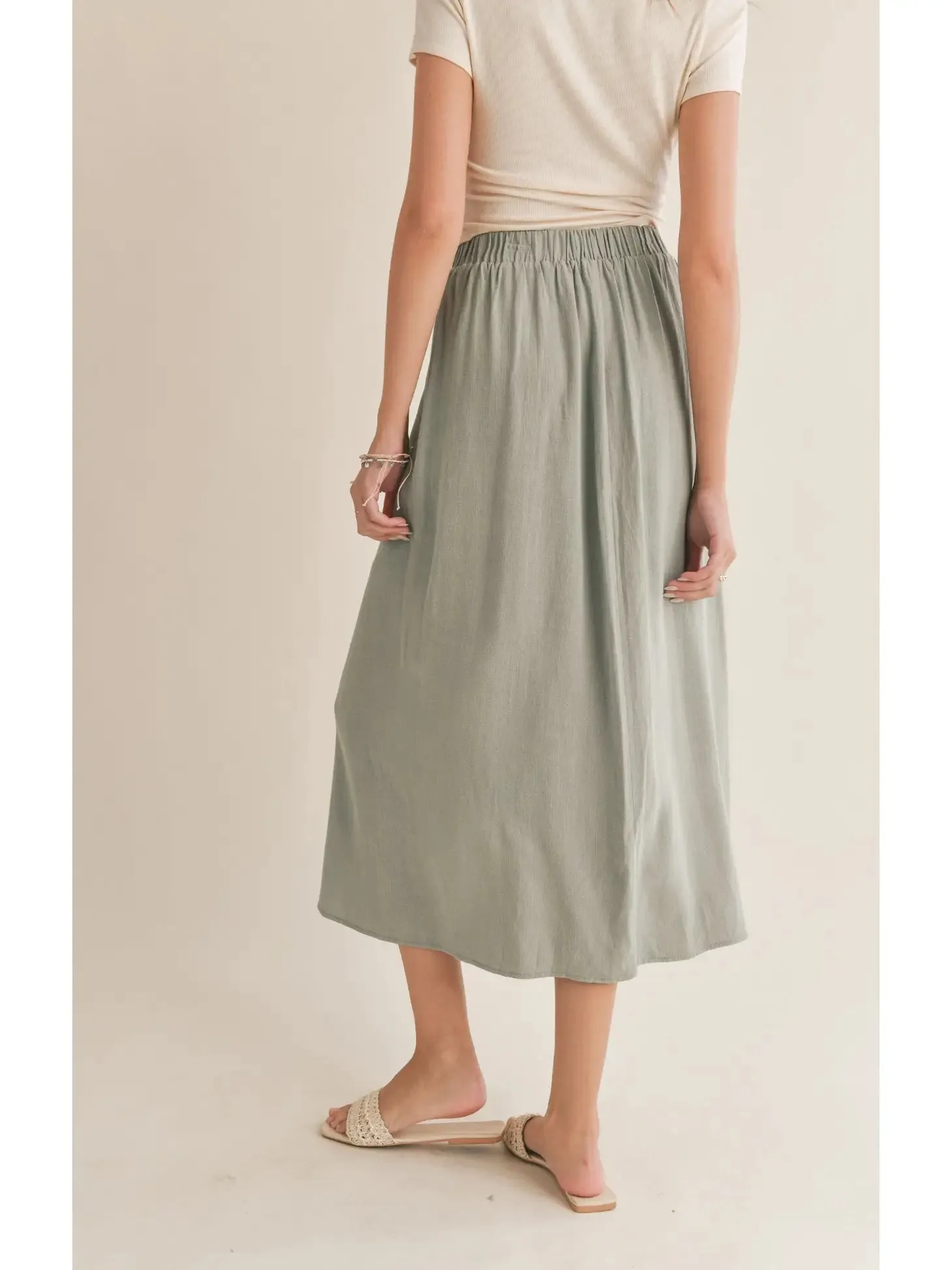 Botanical Midi Skirt  Buttons