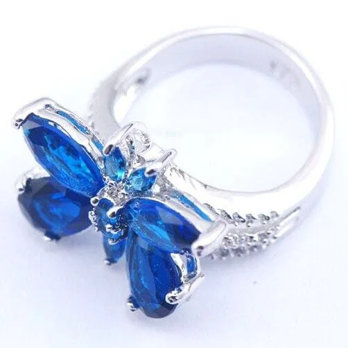 Butterfly Sapphire Crystal Zircon Ring - 925 Sterling Silver