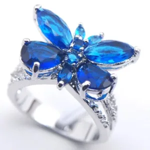 Butterfly Sapphire Crystal Zircon Ring - 925 Sterling Silver