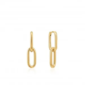 Chain Reaction Shiny Gold Cable Link Earrings E021-01G