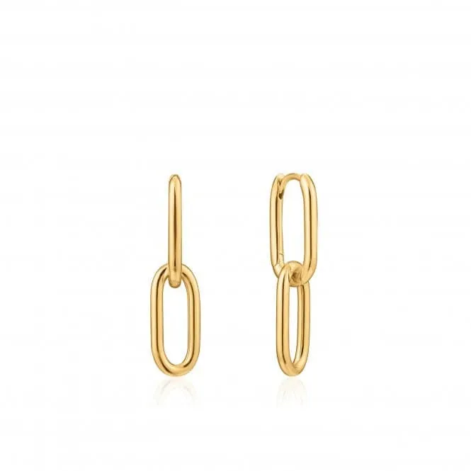 Chain Reaction Shiny Gold Cable Link Earrings E021-01G