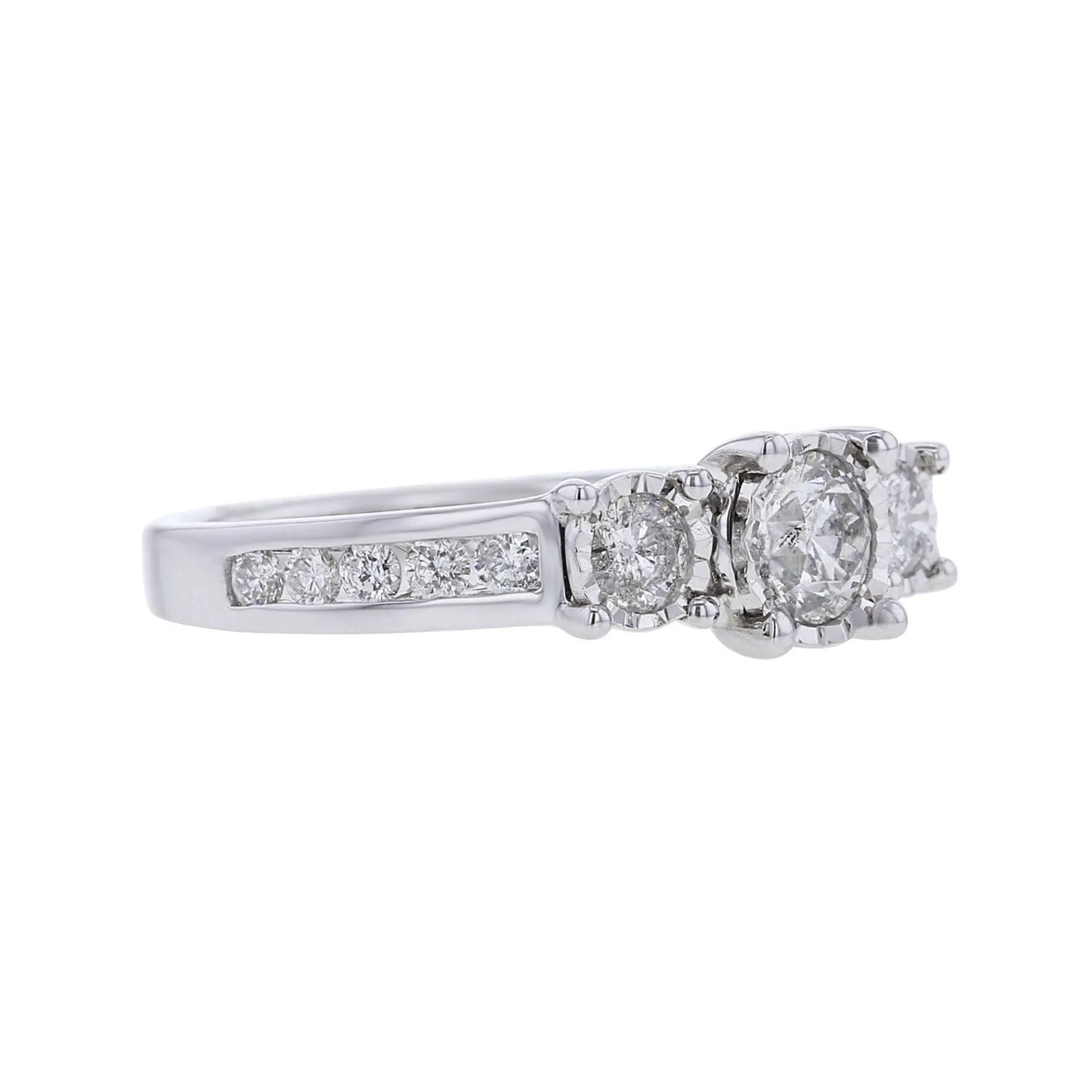 Channel Set Mirage Three Stone Ready for Love Diamond Engagement Ring 1ct