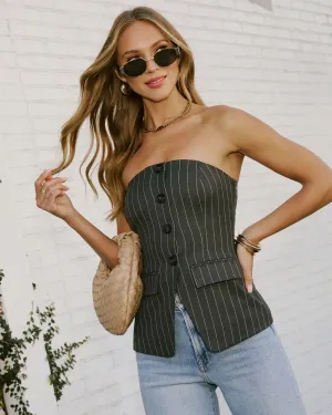 Charming Classic Pinstripe Strapless Top