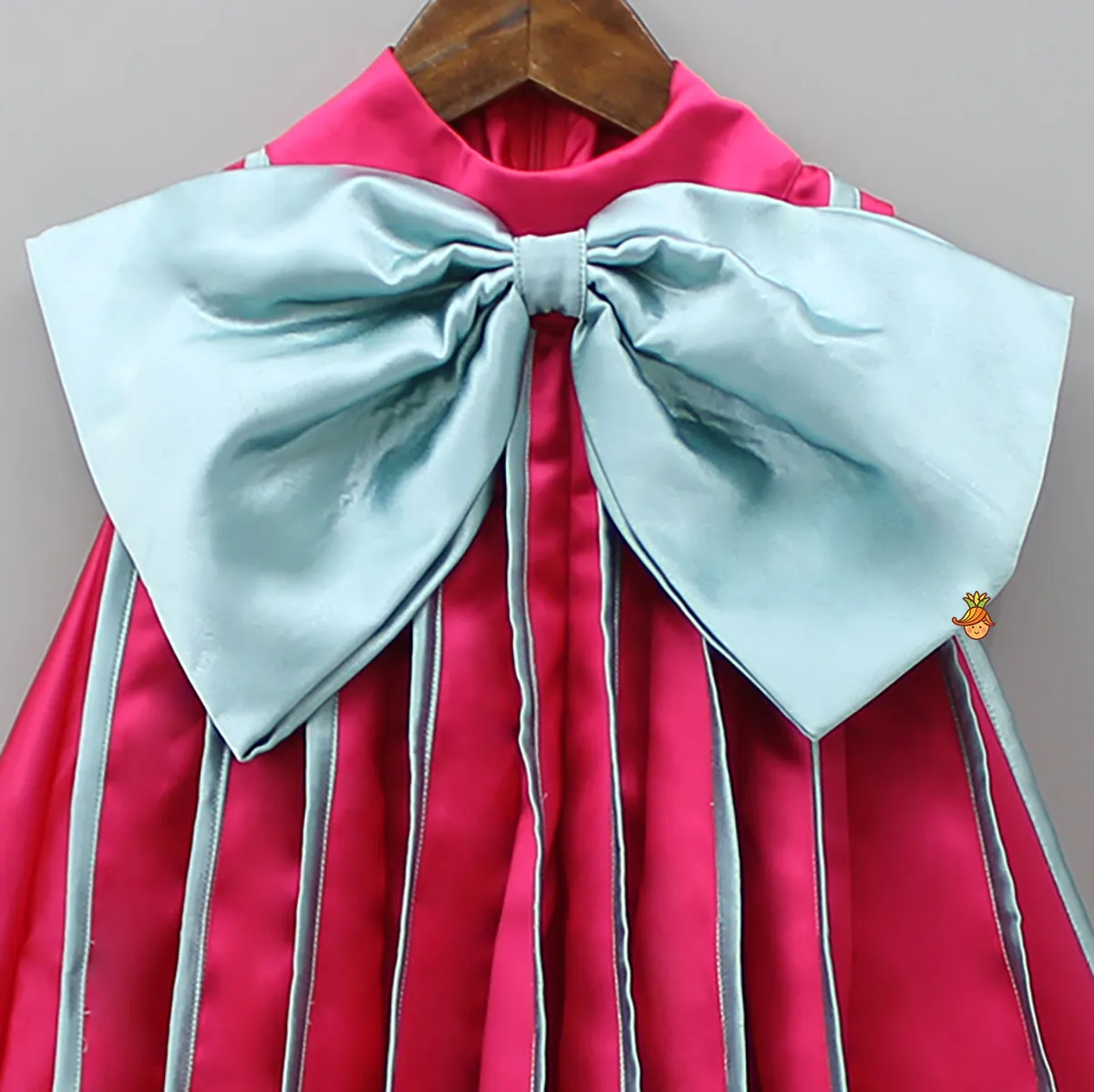 Charming Pink And Green Stylish Pleated Dress