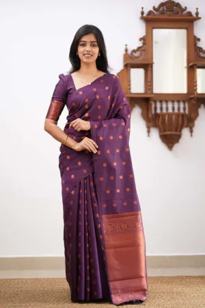 Charming Purple Soft Silk Saree With Stylish Blouse Piece