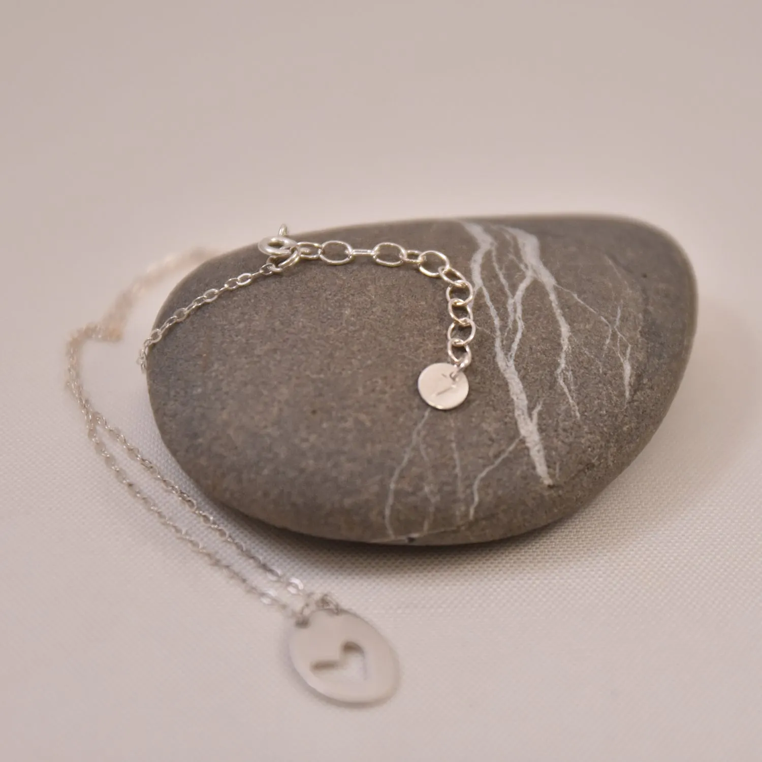 Circle Charm Tiny Necklace-- Starburst in Recycled Silver with Extender Chain