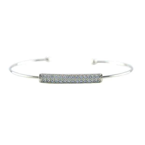 Classic Dainty Thin CZ Bar Delicate Cuff Brass Bangle