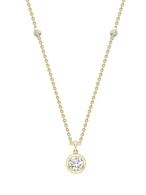 Classic Round Diamond Yellow Gold Pendant