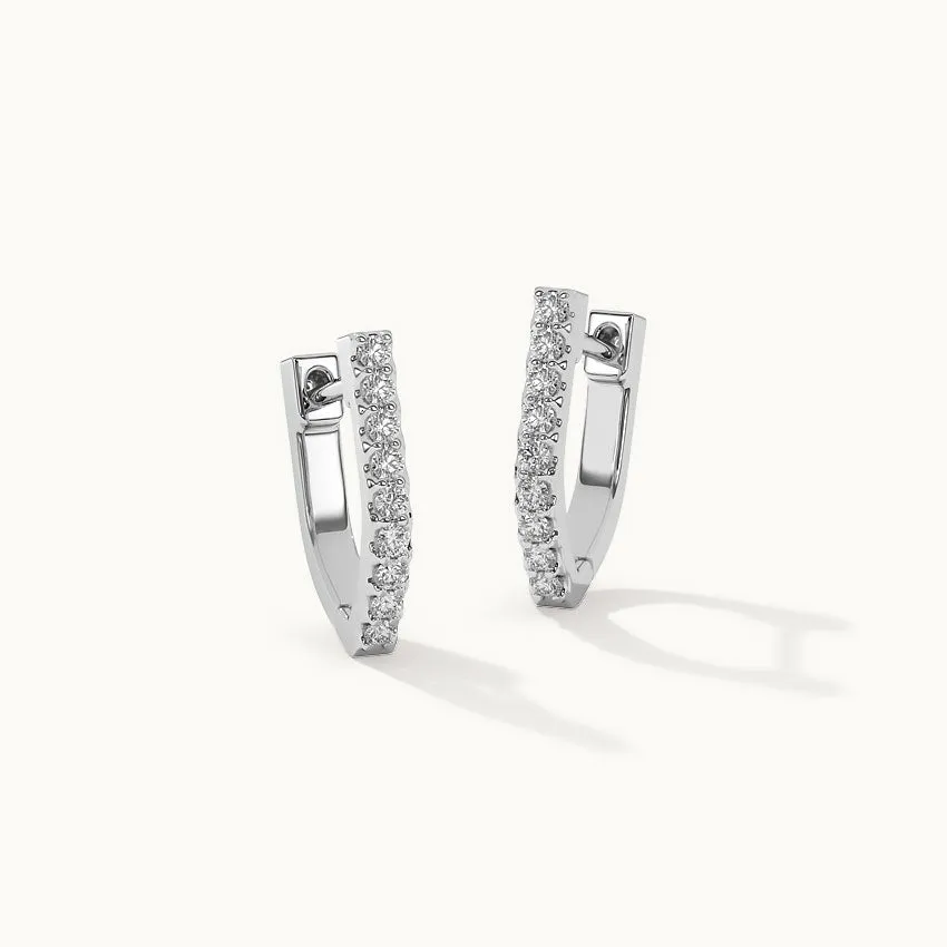 Classic V Two Row Diamond Hoops