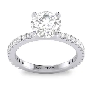 CLASSIC WHITE GOLD ENGAGEMENT RING SETTING WITH 26 DIAMONDS, .30 CT TW