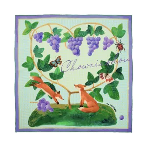 Copy of Chowxiaodou Grape Print Twill Silk Square Scarf