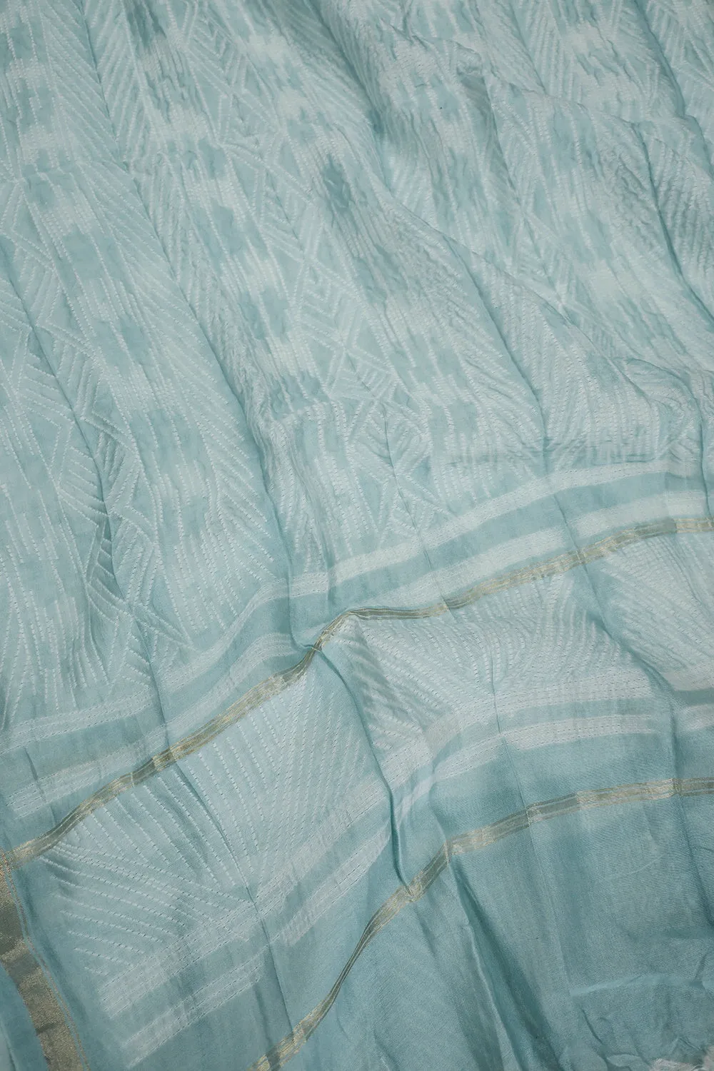 Creamy Blue Shibori Silk Cotton Dupatta